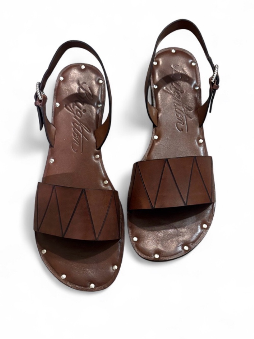 Brighton Brown Leather Sandals Sz 10